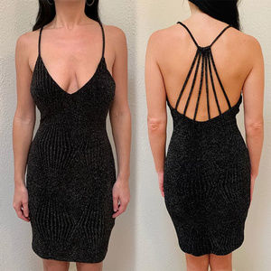 Papaya Metallic Strappy Mini Dress Size: M
